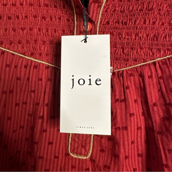NWT Joie Josea Striped Fil Coupe Cotton Jacquard Top in Russet Brown, Size L - Picture 8 of 11